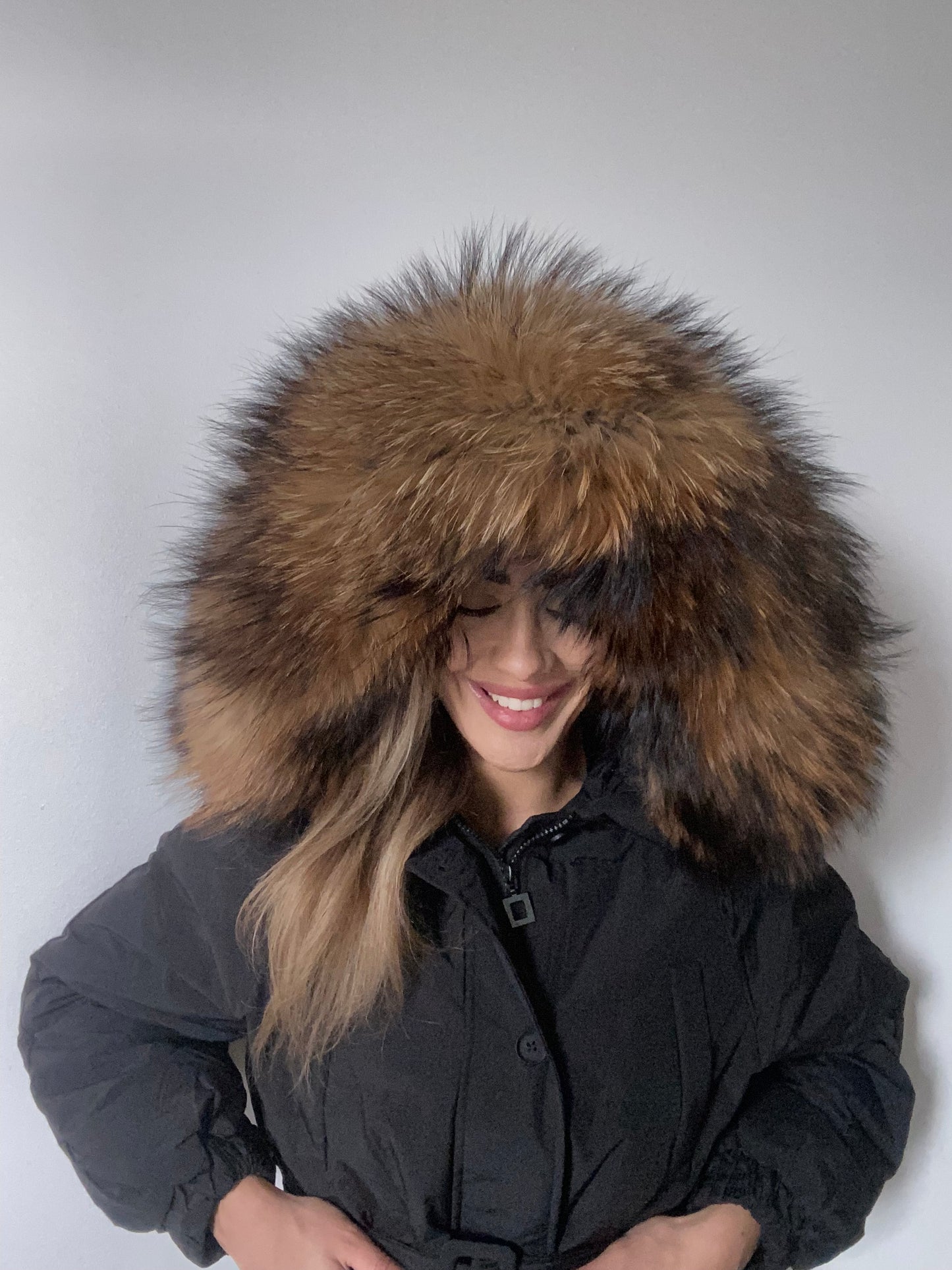 Celine light down coat- black/brown