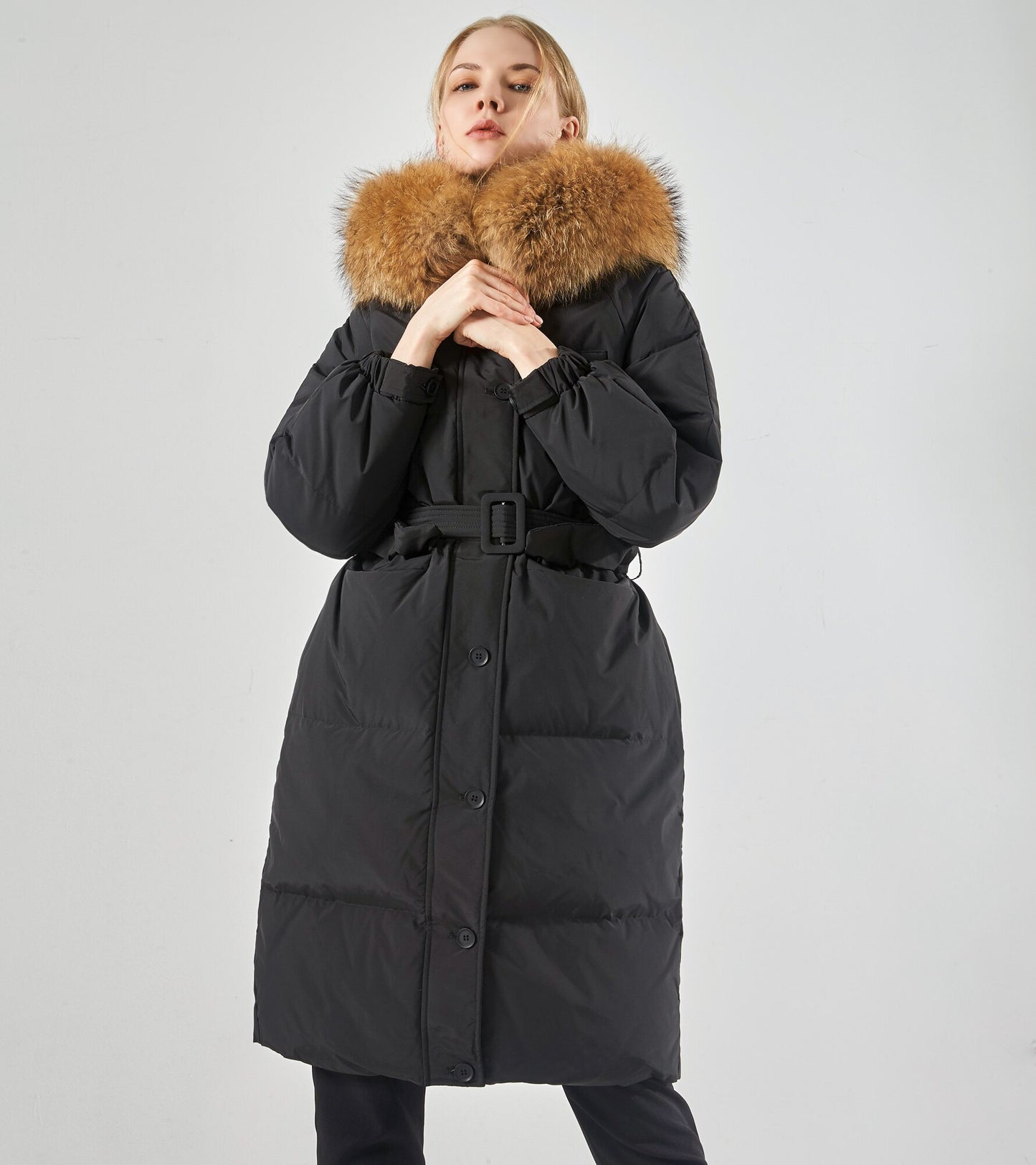 Celine light down coat- black/brown
