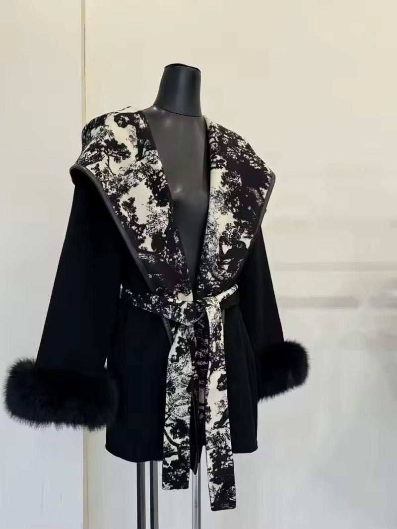 Glinda fur coat- black
