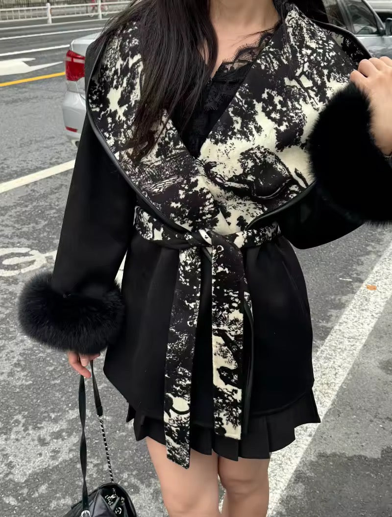 Glinda fur coat- black