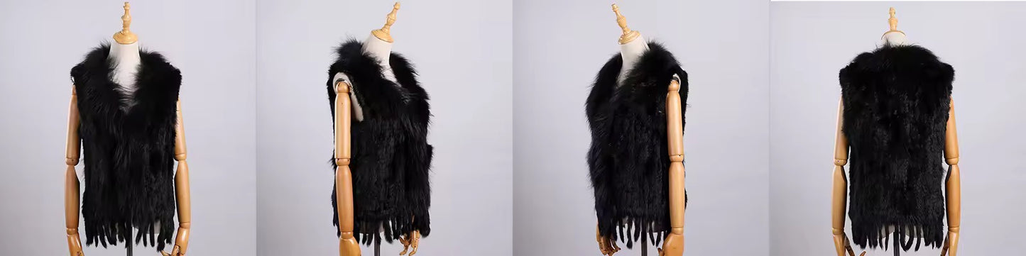 Macy fur vest- black