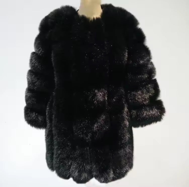 Samantha fake fur coat- black