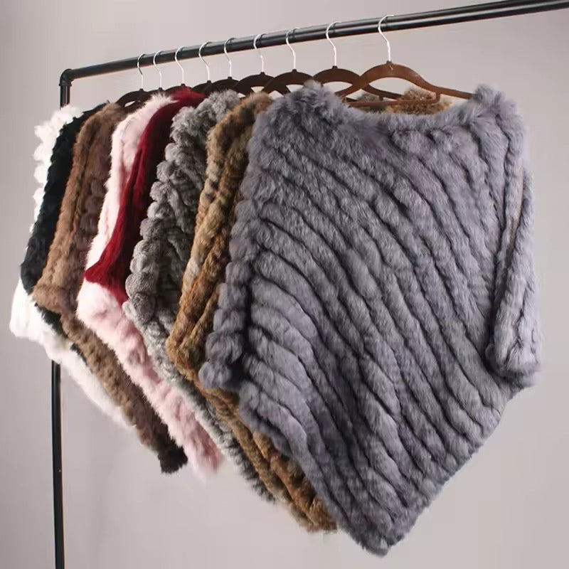 Leah fur poncho- white
