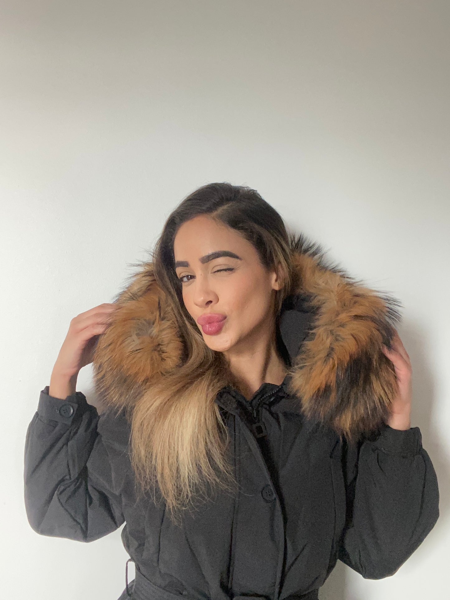 Celine light down coat- black/brown