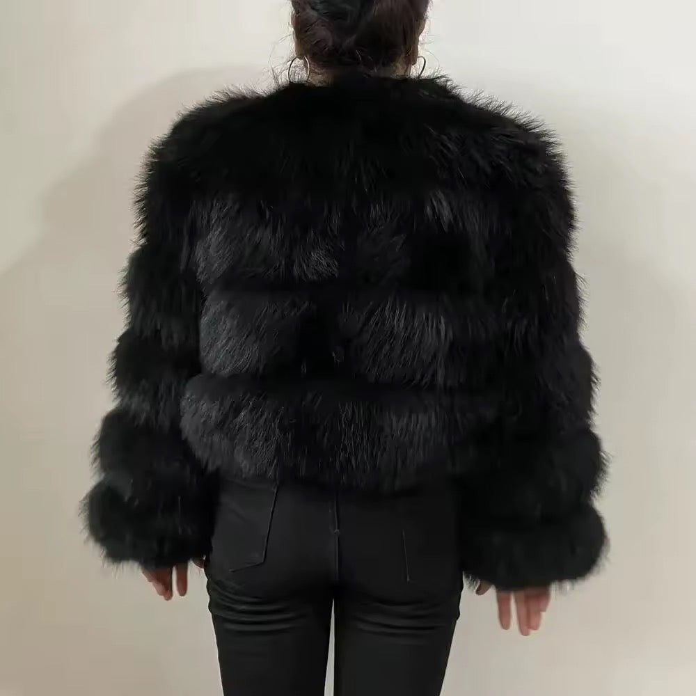 Selena fur coat- black