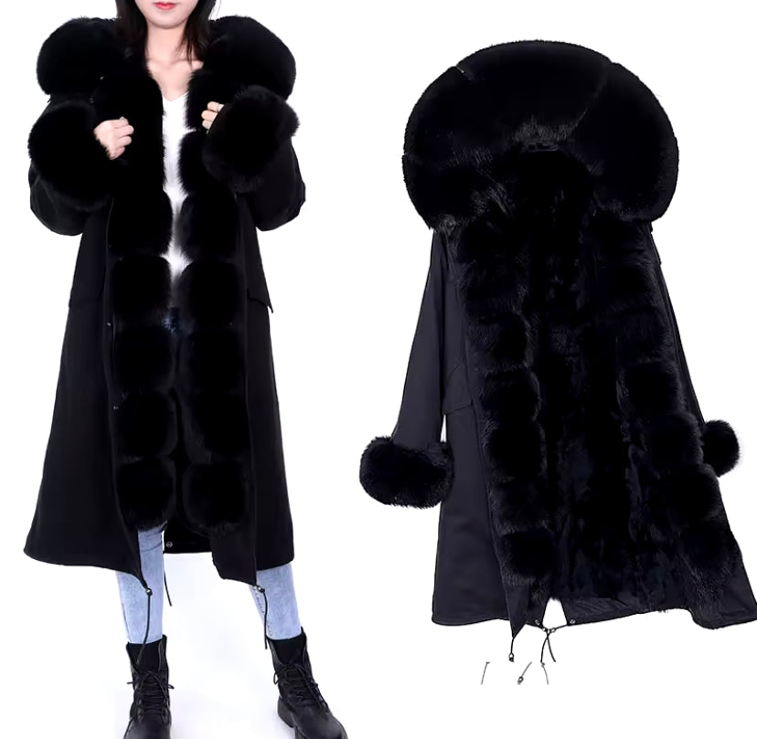 Georgina x- long fur parka- black