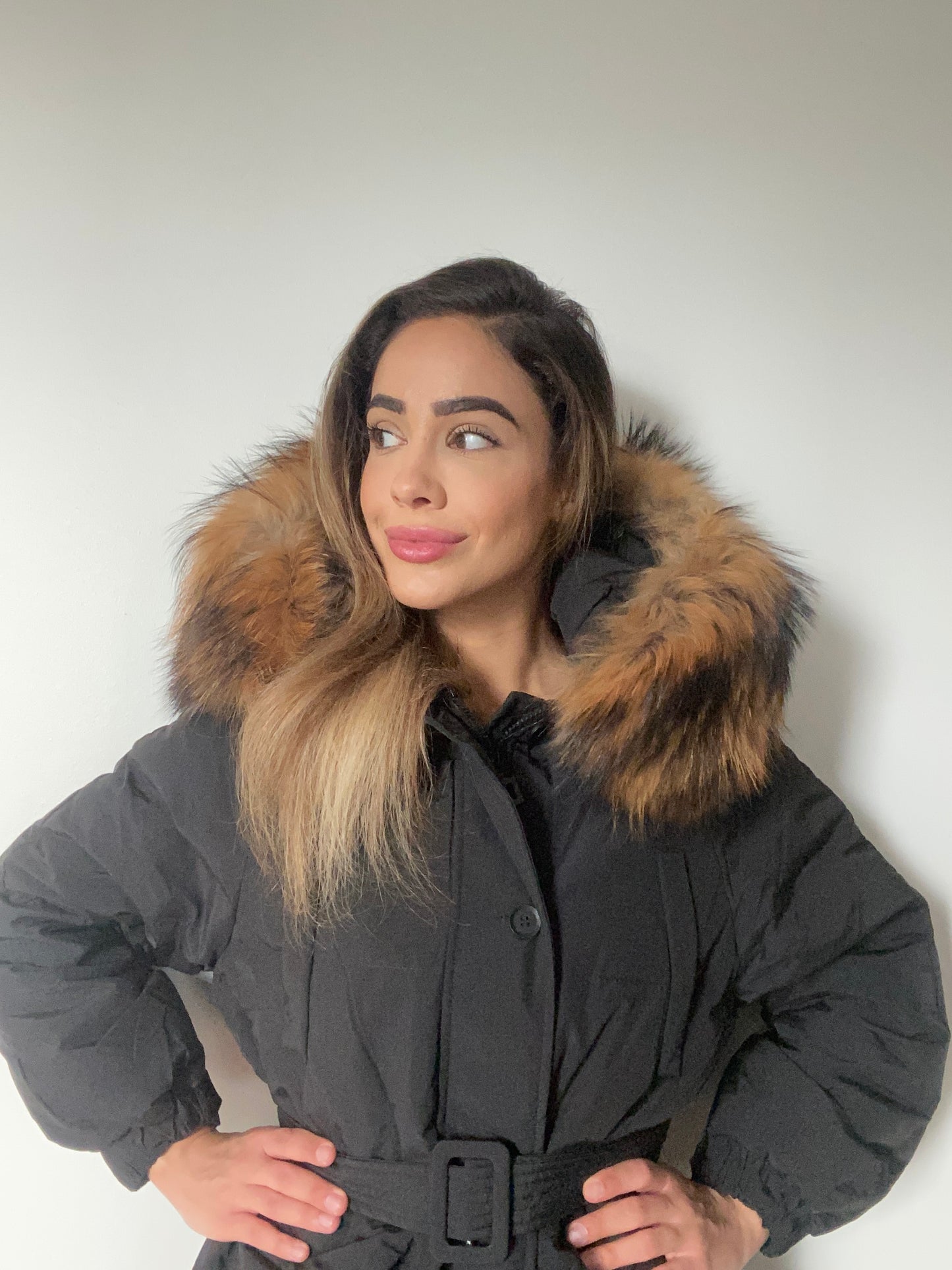 Celine light down coat- black/brown