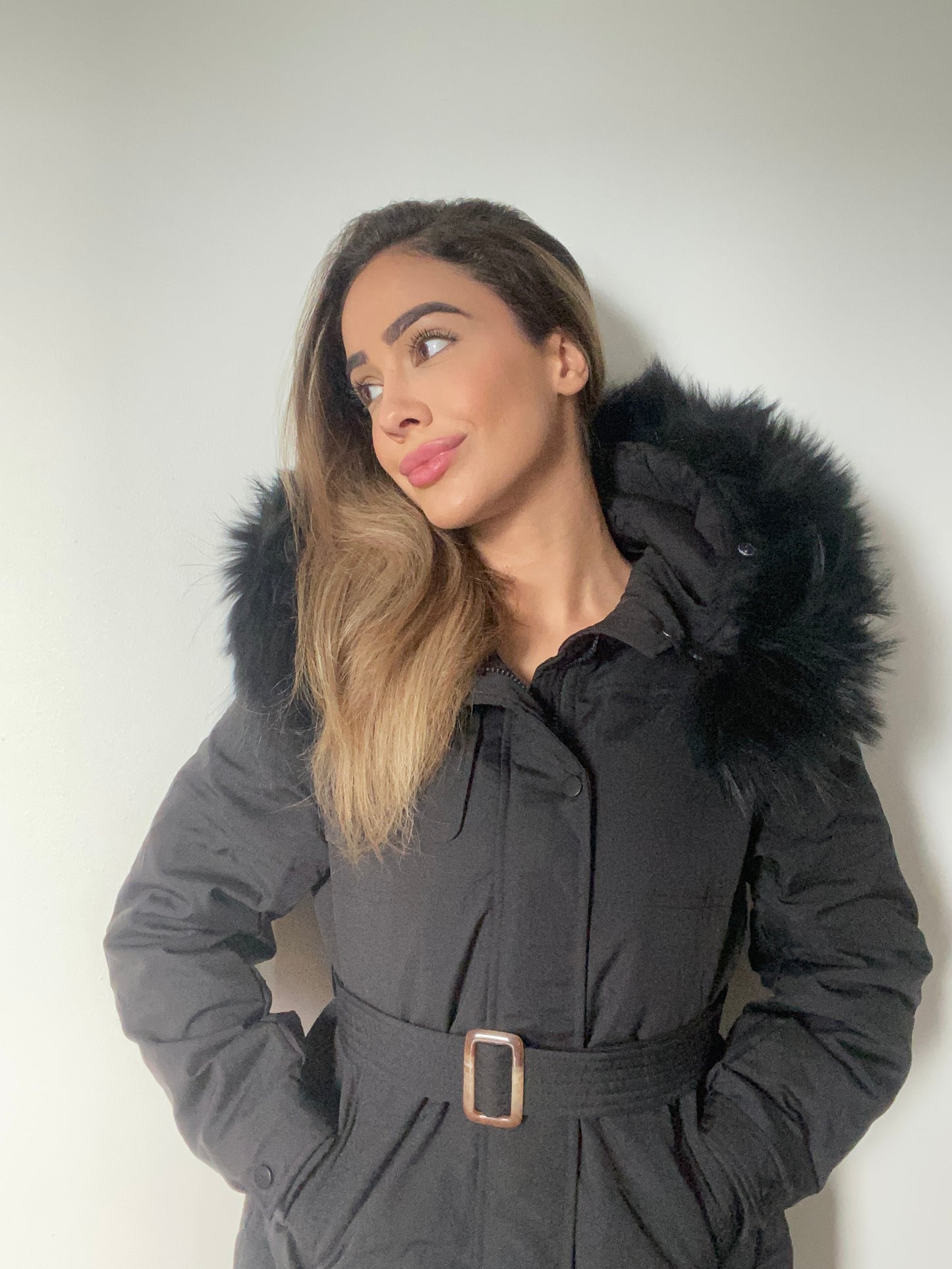 Jasmine light down coat- black