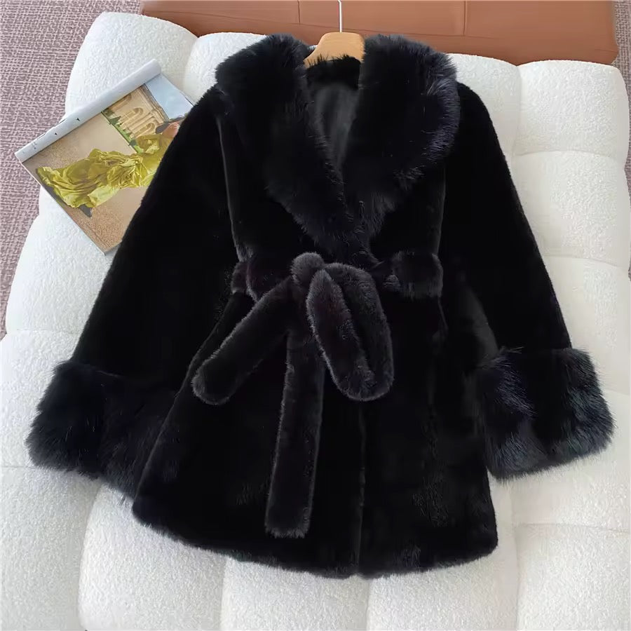 Carrie fake fur coat- black