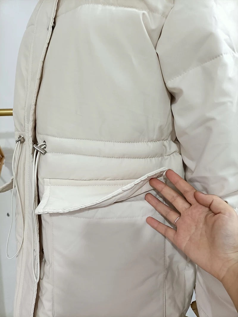 Dina down coat- white/brown