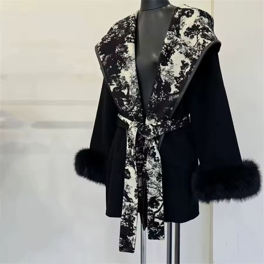 Glinda fur coat- black