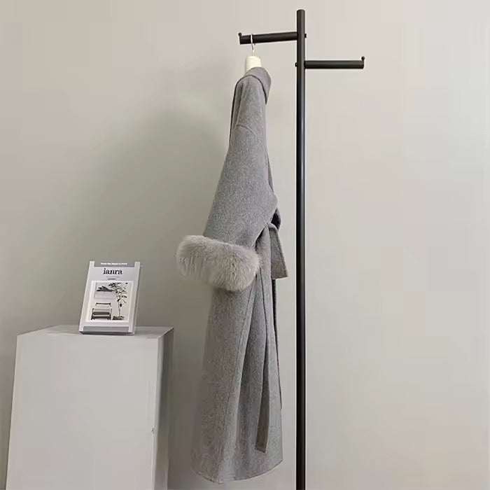 Betsy long fur coat- grey