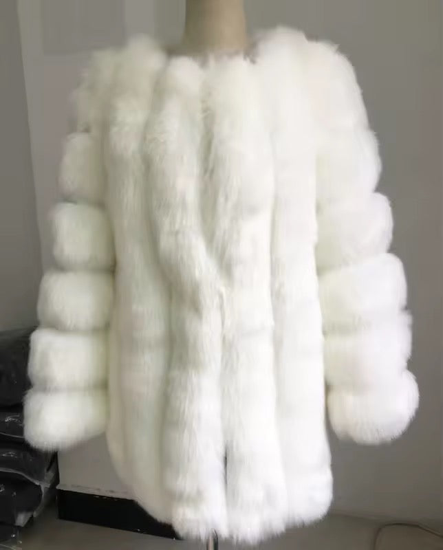 Samantha fake fur coat- white