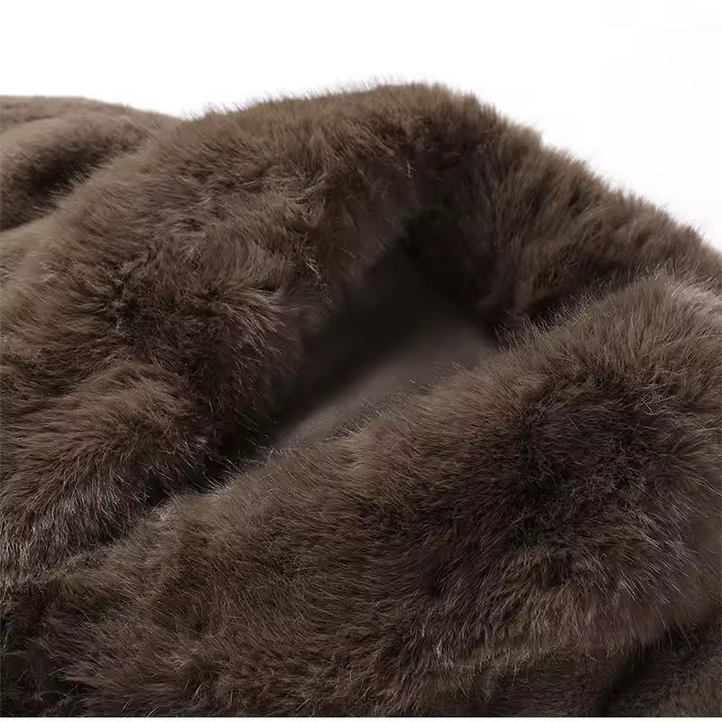 Carrie fake fur coat- brown