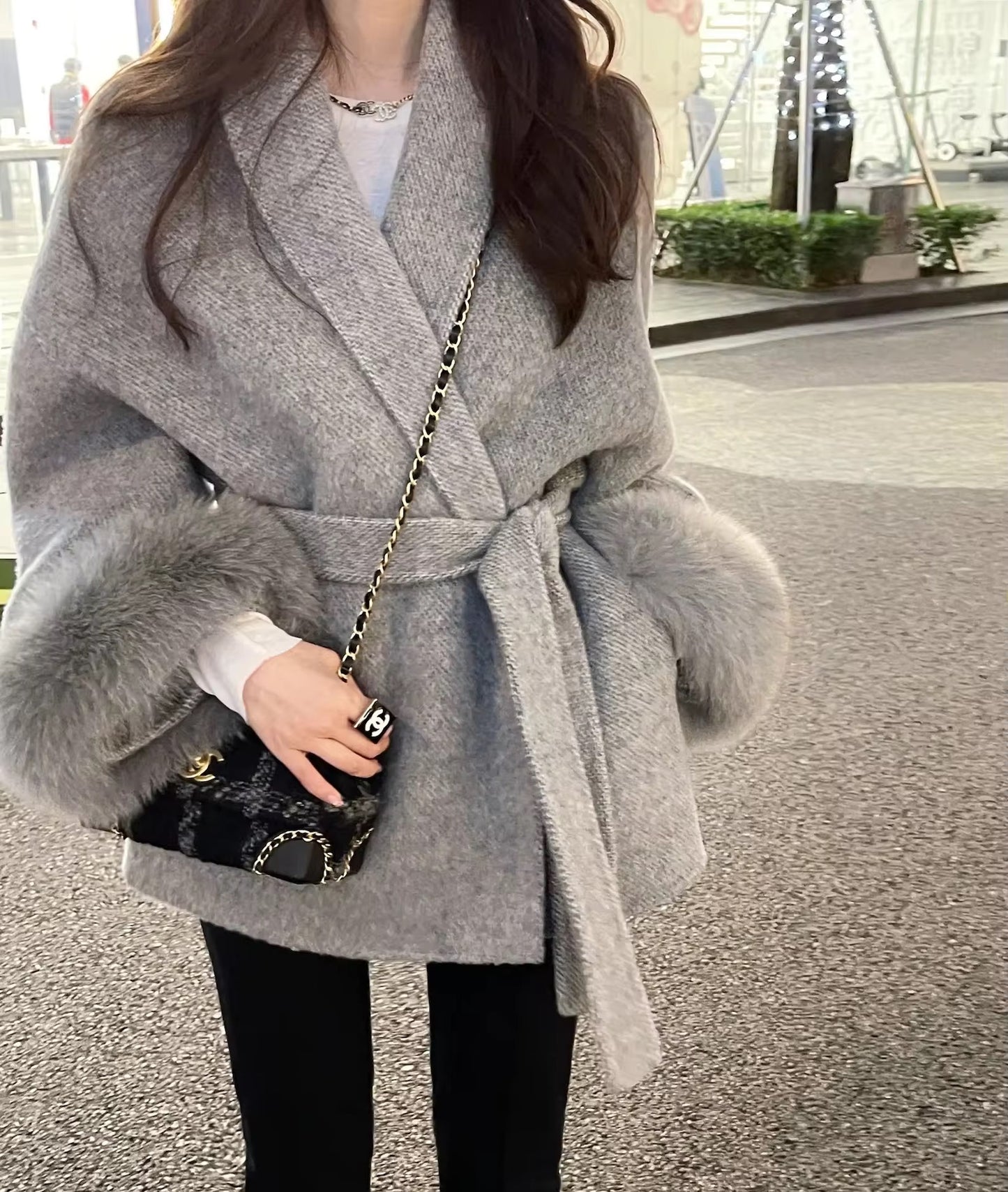 Betsy fur coat- grey