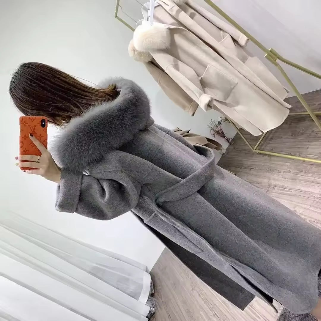 Noelia fur coat long- grey