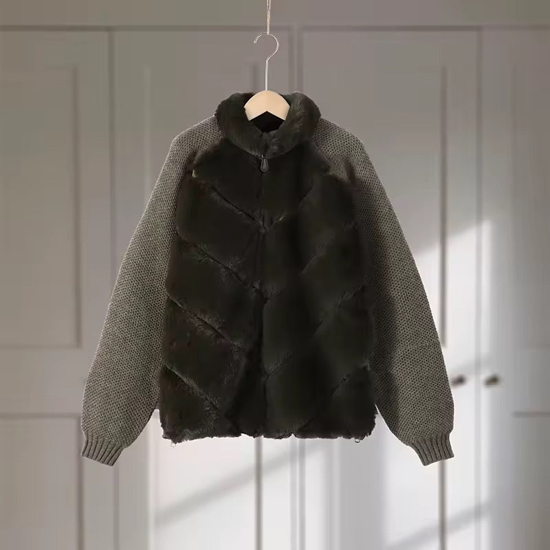 Donia faux fur jacket- green
