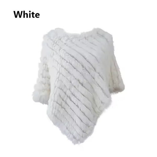 Leah fur poncho- white