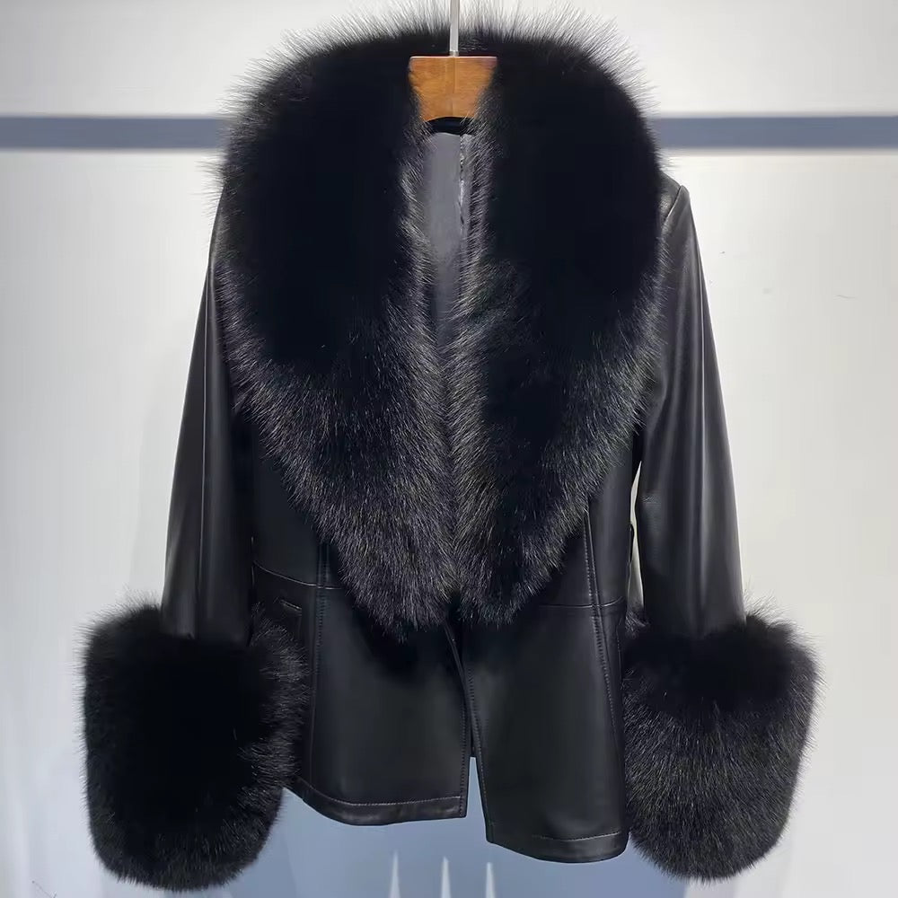 Laura leather coat- black