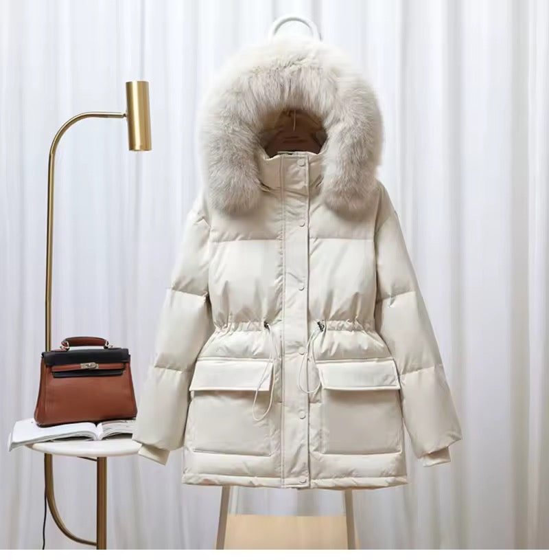 Dina down coat- fake fur beige