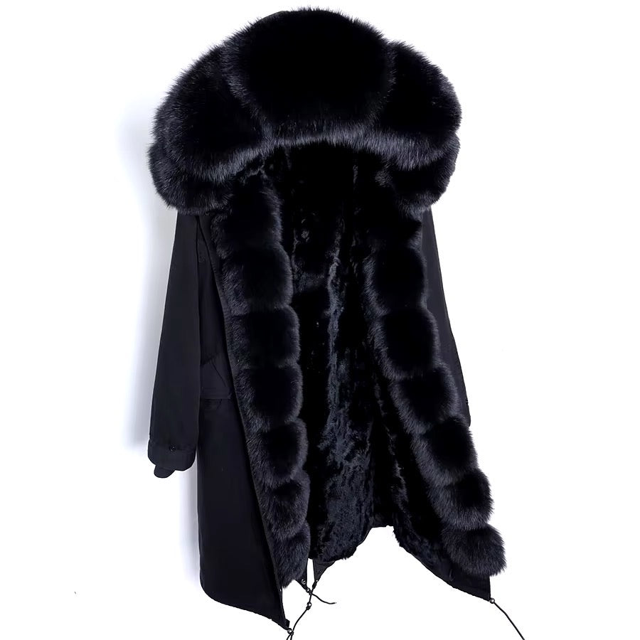 Georgina x- long fur parka- black