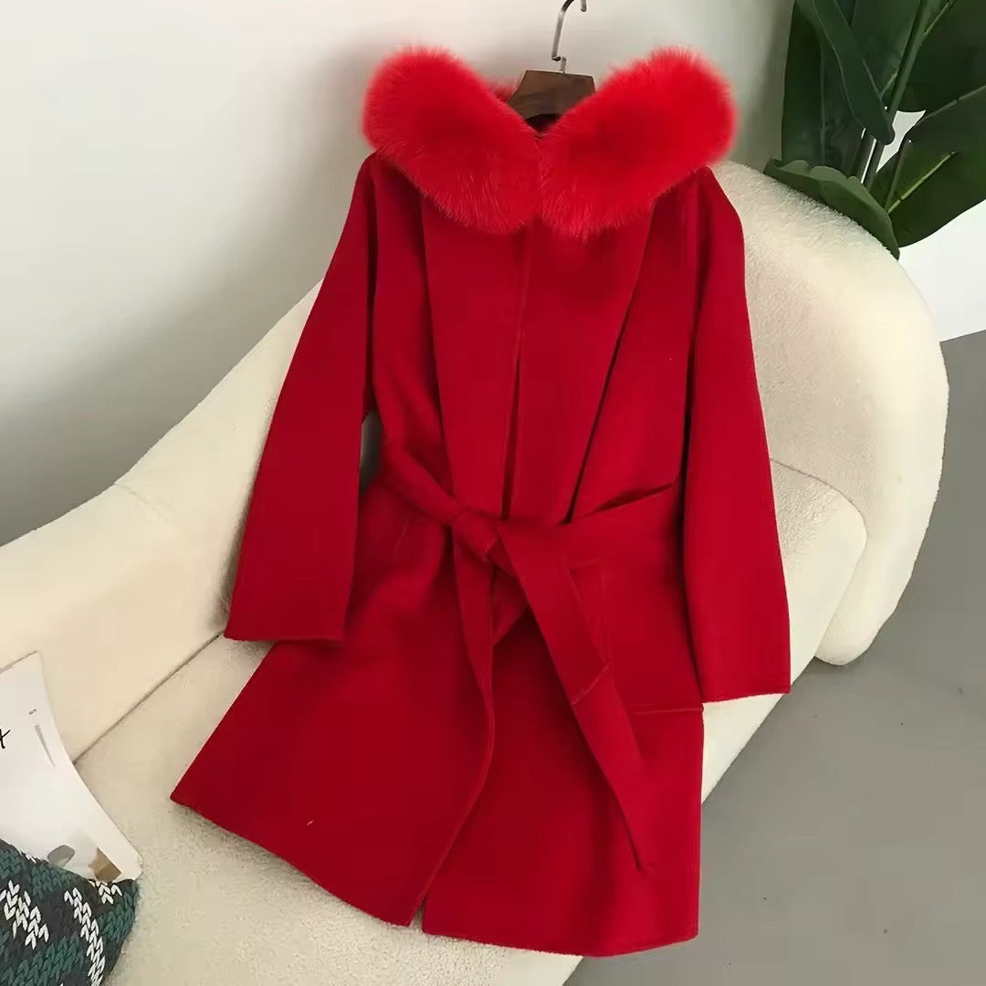 Noelia fur coat- red