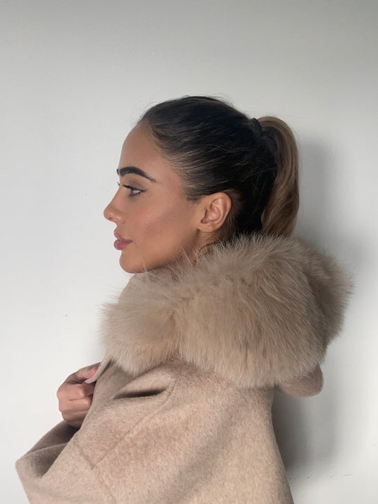 Noelia fur coat- dark beige