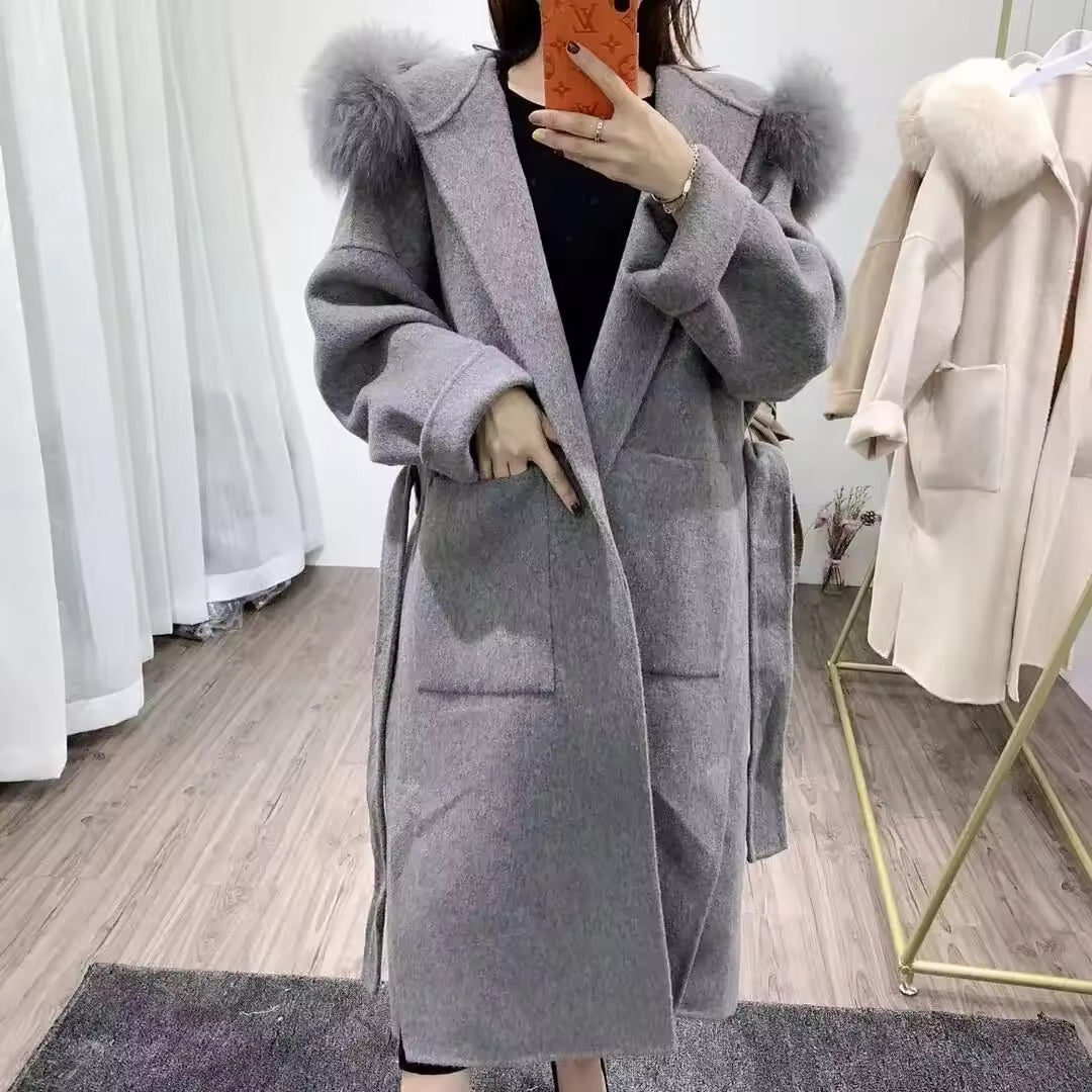 Noelia fur coat long- grey