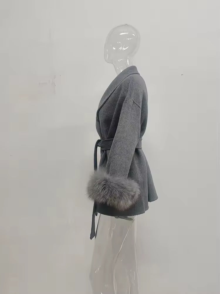 Betsy fake fur coat- grey