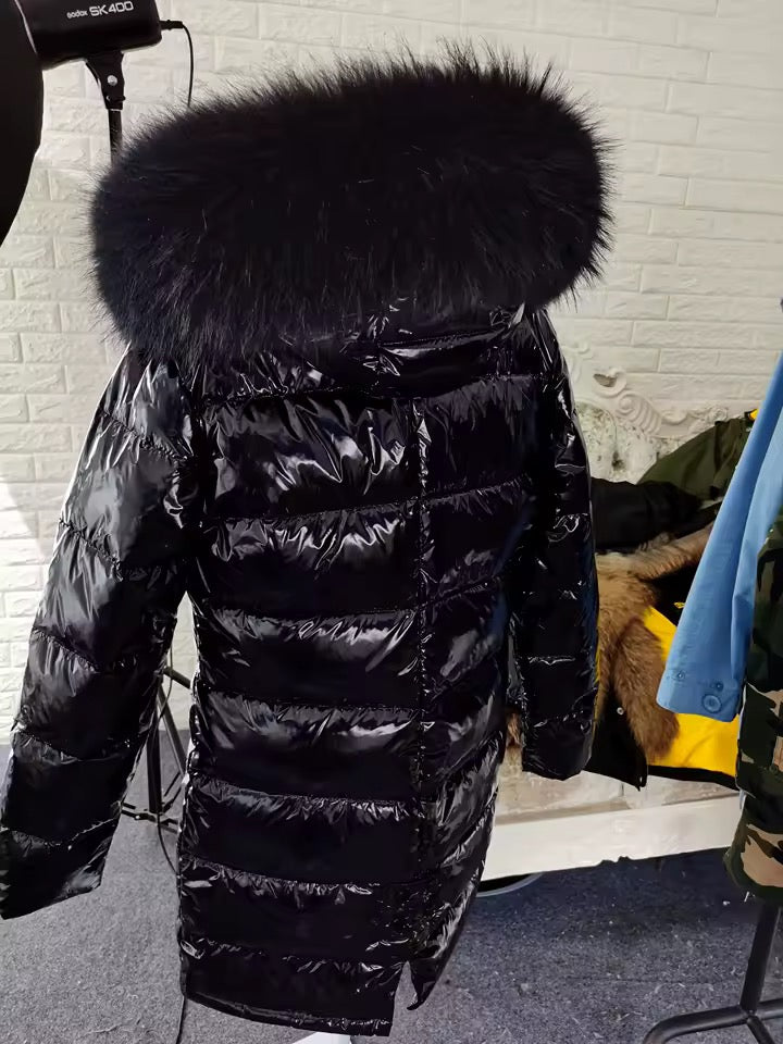 Gia light long down coat- black