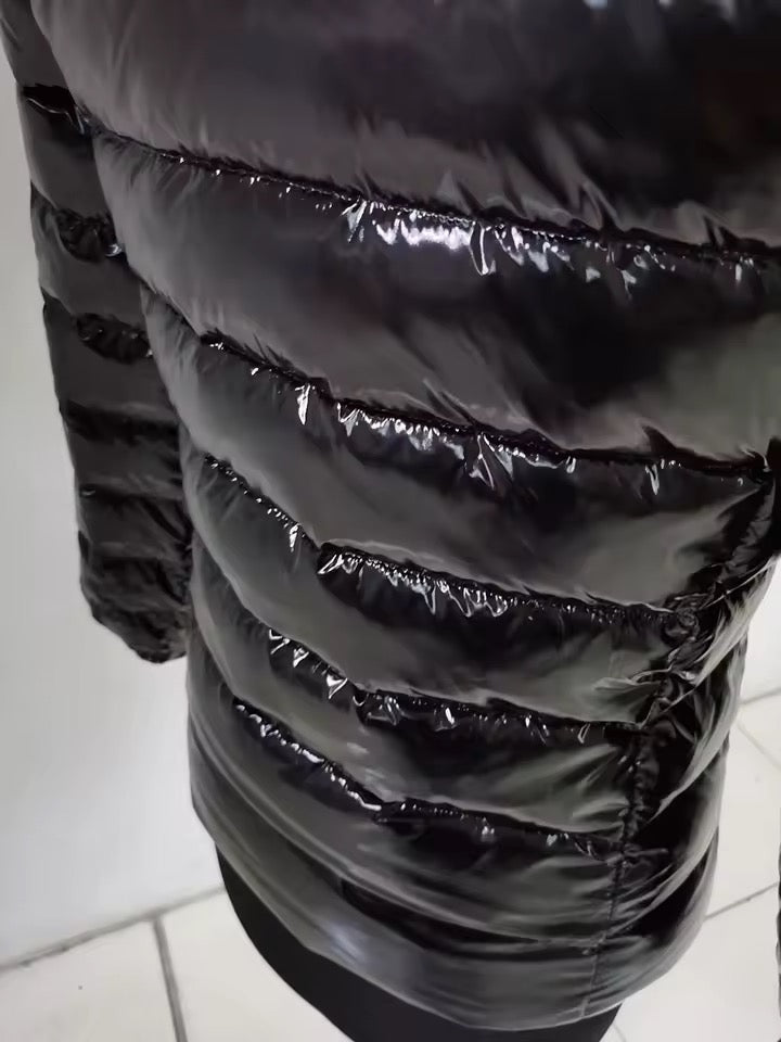 Gia short light down coat- black/white