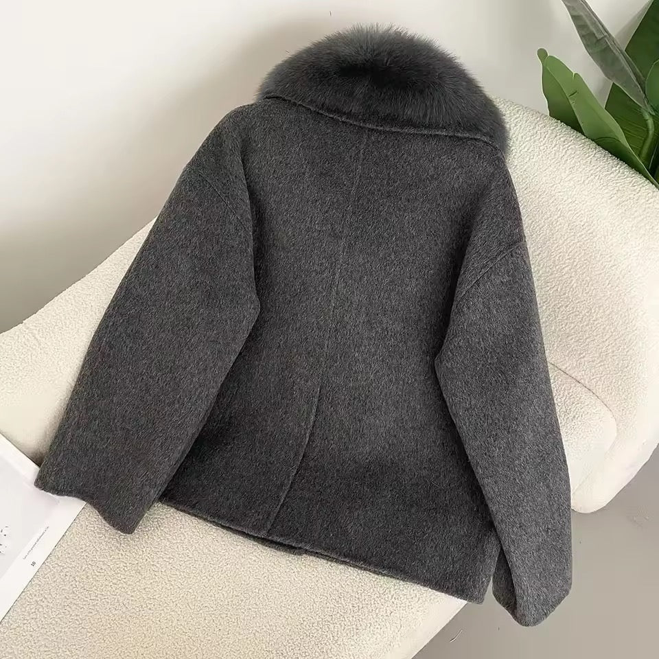Ida wool fur jacket- grey