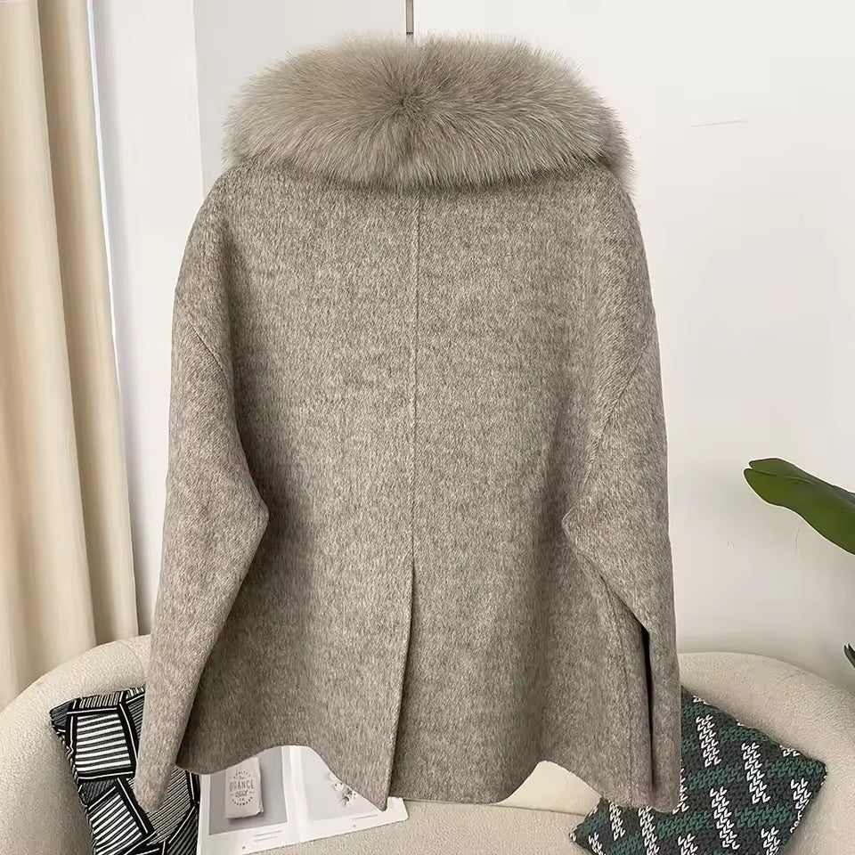 Ida wool fur jacket- dark beige