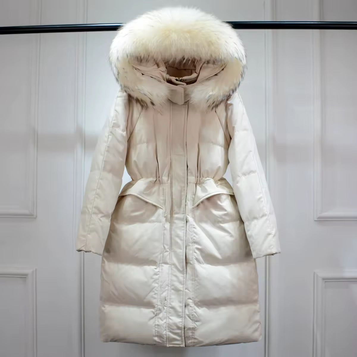 Lauren long down coat- white
