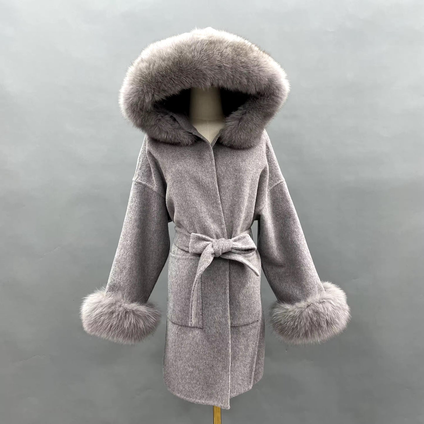 Noelia fur coat plus- grey