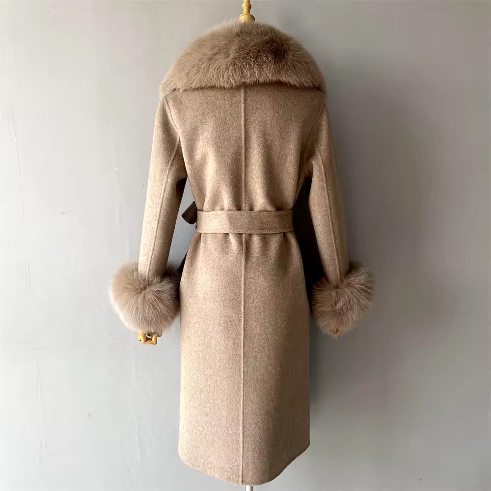 Amina wool mix fur coat- camel