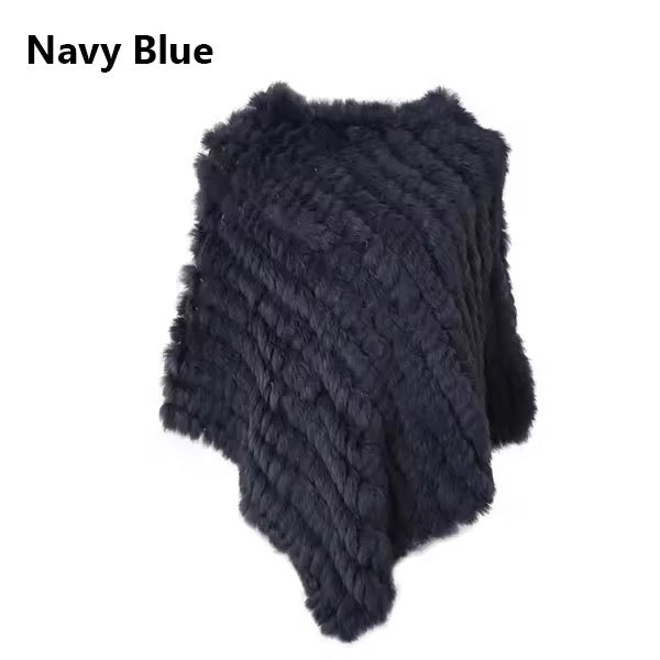 Leah fur poncho- navy blue