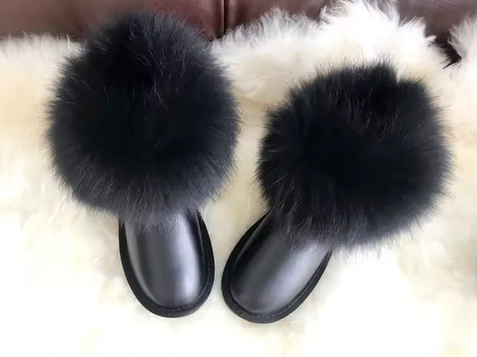 Johanna waterproof fur boots- black