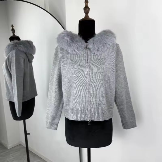 Glinda fake fur jacket- grey