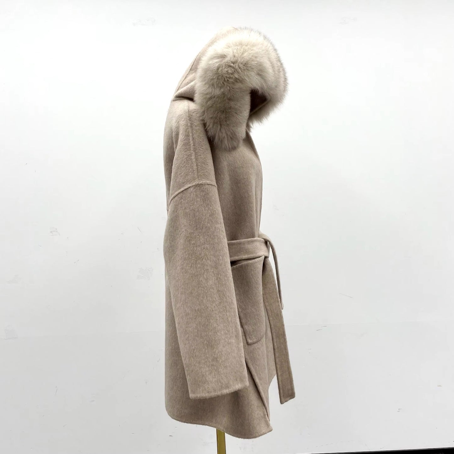 Noelia fur coat- dark beige