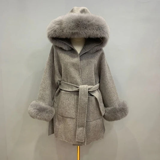 Noelia fur coat plus- grey