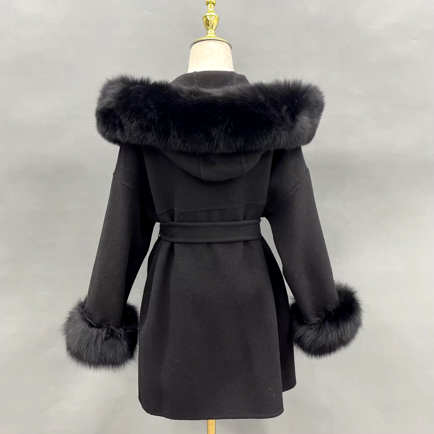 Noelia fur coat plus- black