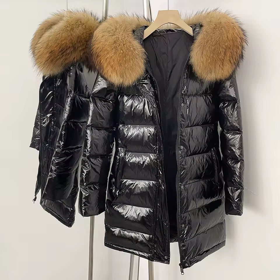 Maxine down coat- black/brown
