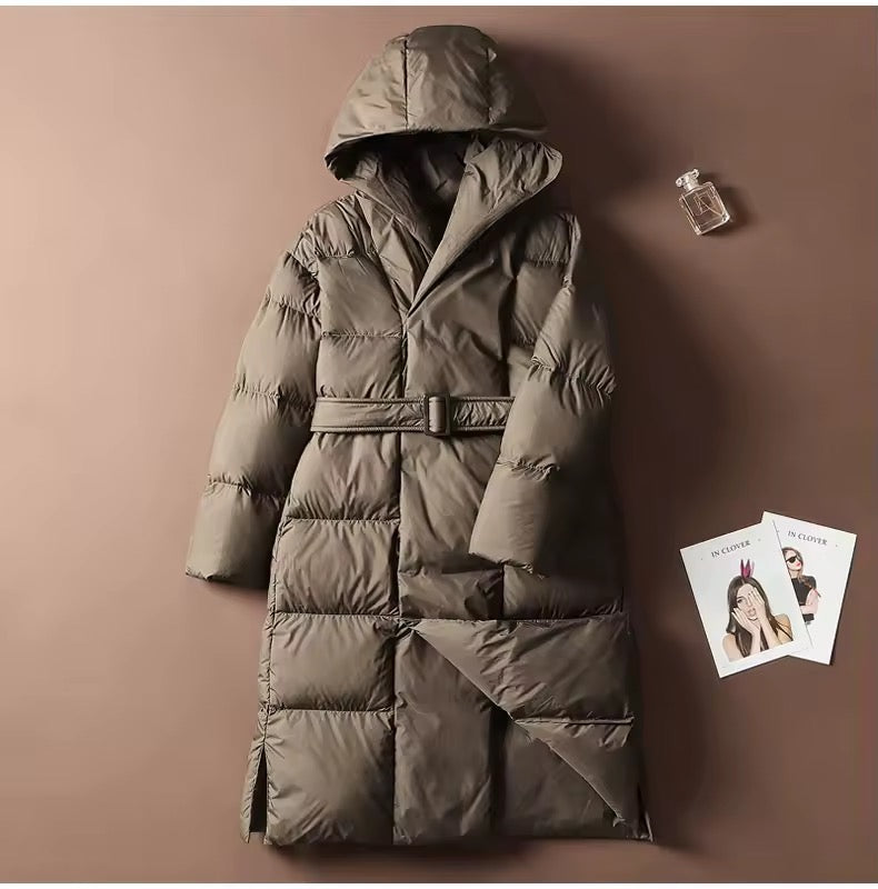 Amara long down jacket- brown
