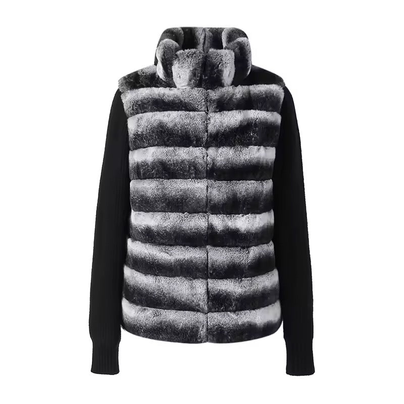 Victoria fur jacket- black/grey