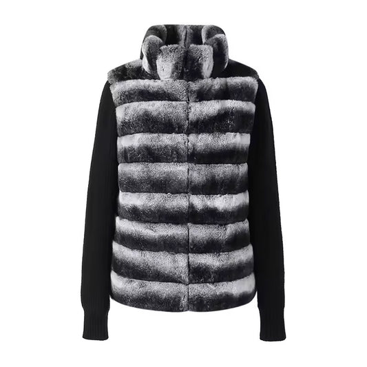 Victoria fur jacket- black/grey