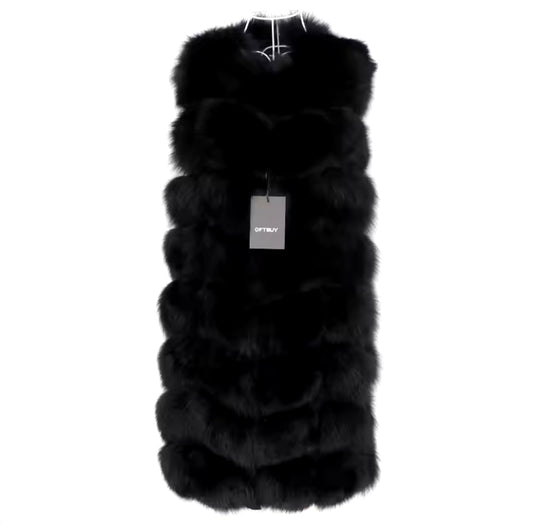 Daisy fur vest- black