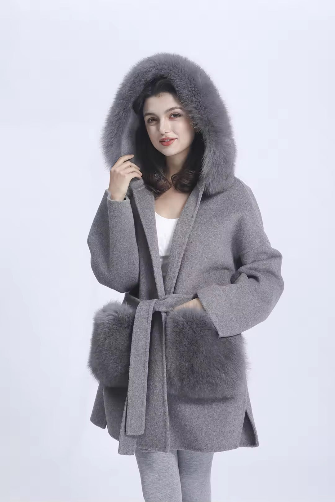 Noelia fur coat extra- grey