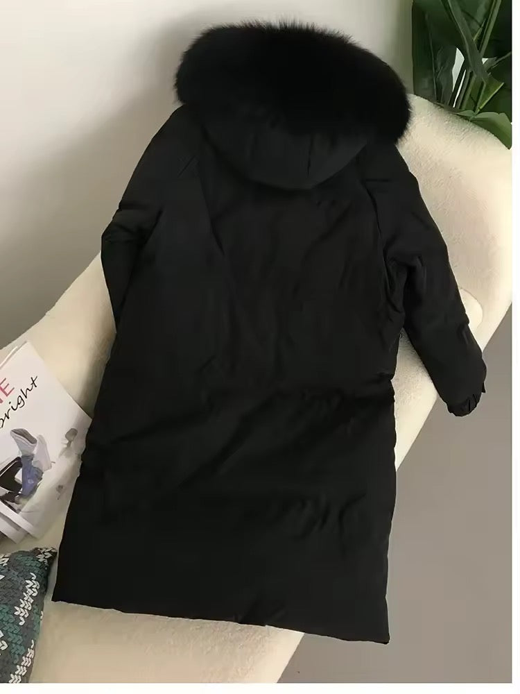 Dina long down coat- black