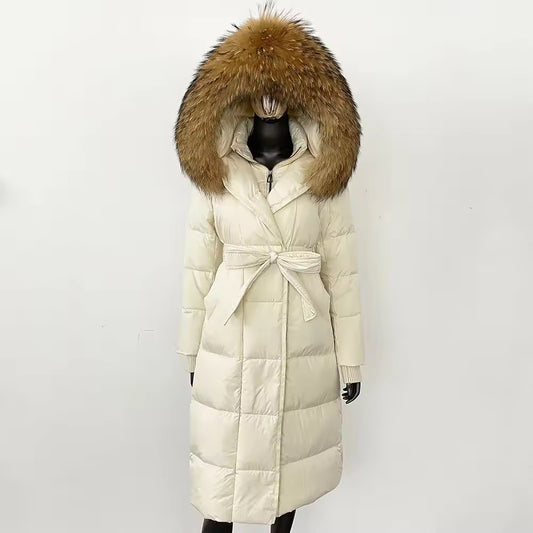 Alexa down coat- white/brown